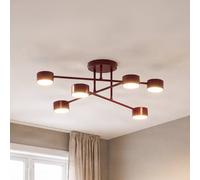 EMIBIG LIGHTING Plafón HALO, rojo oscuro, Ø 60 cm, 6 luces, metal, GX53