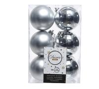 Decoris Bolas de Navidad Decorativas Plata Ø6 cm – Acabados texturizados – Caja de 12 unidades