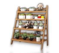 Emipro - Estantería Plegable de Bambú - 4 niveles - Dimensiones 80x43x110.