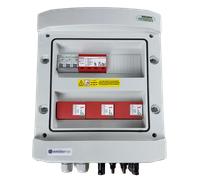 EMITER EM-1146_DCAC, Caja de distribución DCAC, IP65, SPD DC Dehn 1000V tipo 2, 3 x cadena PV, 3 x MPPT, SPD AC Dehn tipo 2, 63A 3-F, RCD tipo A 63A/300mA