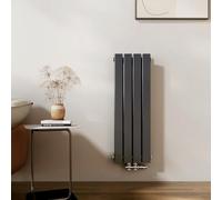 EMKE Calefactor pequeño, 900 x 300 mm, radiador vertical para baño, radiador plano, conexión central, radiador de panel de diseño, radiador de pared de doble capa, antracita, 446 W
