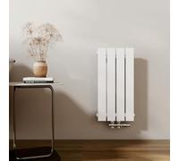 EMKE Diseño Radiador Pequeño 600x304 mm Radiador Vertical de Pared Plana con Conexión Central, Radiador de Panel Única Capa para Pared para Baño, Dormitorio y Salón, Blanco 210W