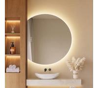 EMKE Espejo de Baño LED Semicircular Sin Marco,100x83 cm,Anti-Vaho,Memoria