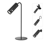 EMKE Lámpara de mesa LED inalámbrica, 6 en 1, recargable, regulable, con LED táctil, color negro, lámpara de mesa exterior, 3 modos de color, lámpara de pared magnética ajustable 360°, USB-C