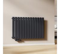 EMKE Radiador de Agua Caliente Antracita 630 x 1006 mm,Panel Simple | 712W para 6 m², para Baño, Dormitorio o Salón, Montaje en Pared, sin Válvula