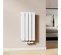 EMKE Radiador de Agua Caliente Blanco 600 x 304 mm,Panel Doble | 384W para 4 m², para Baño, Dormitorio o Salón, Montaje en Pared, sin Válvula