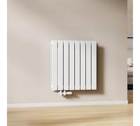 EMKE Radiador de Agua Caliente Blanco 630 x 616 mm,Panel Doble | 805W para 7 m², para Baño, Dormitorio o Salón, Montaje en Pared, sin Válvula
