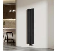 EMKE Radiador de Agua Caliente Negro 1600 x 304 mm,Panel Doble | 966W para 12 m², para Baño, Dormitorio o Salón, Montaje en Pared, sin Válvula