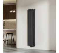 EMKE Radiador de Agua Caliente Negro 1600 x 304 mm,Panel Simple | 501W para 7 m², para Baño, Dormitorio o Salón, Montaje en Pared, sin Válvula