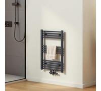 EMKE Radiador de Baño 75 x 50 cm, Antracita, 291 W | Toallero de Agua Caliente con Conexión Central, Calienta Toallas de Pared, Toallero Baño,Instalación Sencilla