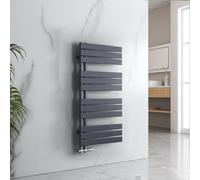 EMKE Radiador de baño plano, 1041 x 500 mm, color antracita, calentador de toallas para cuarto de baño, toallero de toalla, conexión lateral para agua, 529 W
