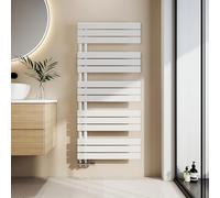 EMKE Radiador Toallero Plano 1320 x 600 mm, Blanco, 798 W | Radiador de Baño de Agua Caliente, Toallero de Panel, Conexión Lateral G1/2", Montaje en Pared