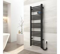 EMKE Toallero eléctrico baño 120 x 40 cm, 450 W, Negro | Radiador de Baño con Controlador de Pantalla Digital, Secador de Toallas Eléctrico Recto