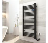 EMKE Toallero eléctrico baño 120 x 54 cm, 600 W, Negro | Radiador de Baño con Controlador de Pantalla Digital, Secador de Toallas Eléctrico Recto