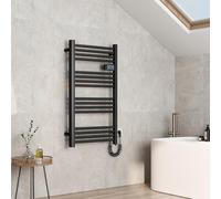EMKE Toallero eléctrico baño 96 x 54 cm, 500 W, Negro | Radiador de Baño con Controlador de Pantalla Digital, Secador de Toallas Eléctrico Recto