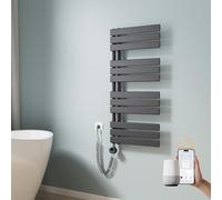 EMKE Toallero eléctrico con WiFi, 1041 x 500 mm, Plano, radiador de baño, toallero eléctrico, Calentador de Toallas con termostato y Barra de calefacción, 600 W, Antracita