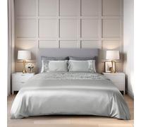 Emma Barclay Glamour - Juego de Funda nórdica de Terciopelo con Lentejuelas para Cama de Matrimonio, Color Plateado