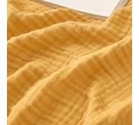 EMME Colcha de Muselina de 127 x 177 cm, Tejido Melange de 4 Capas, Certificado Oeko-Tex, 100% algodón, Manta Suave de Verano y Manta para sofá y Cama, Color Amarillo Mostaza