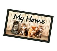 emmevi Felpudo de entrada 40 x 70 cm, para casa, alfombra antideslizante, gatos, modelo Print rectangular (F)