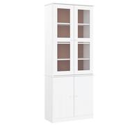 Emmtore Armario Vitrina Alta Madera Maciza Pino Blanco 77x35x186,5cm, Armario Cristal