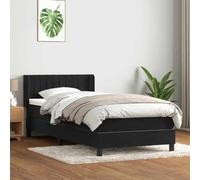 Emmtore Cama Box Spring con colchón Cuero sintético Negro 90x210 cm Rayas Verticales