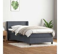 Emmtore Cama Box Spring con colchón Terciopelo Gris Oscuro 80x210 cm Diseño Plano