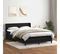 Emmtore Cama Box Spring con colchón Terciopelo Negro 160x210 cm Rayas horizontales