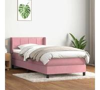 Emmtore Cama Box Spring con colchón Terciopelo Rosa 80x220 cm
