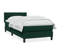 Emmtore Cama Box Spring con colchón Terciopelo Verde Oscuro 80x220 cm Diseño de Botones