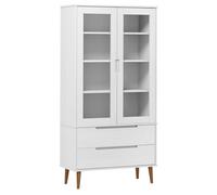 Emmtore Mueble Vitrina Molde Madera Maciza de Pino Blanco 90x35x175 cm