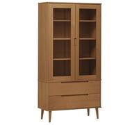 Emmtore Mueble Vitrina Molde Madera Maciza de Pino marrón 90x35x175 cm