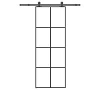 Emmtore Puerta corredera con set herrajes vidrio ESG aluminio 76x205 cm, puertas de trastero