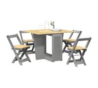 Emmtore Set Comedor Plegable Mariposa 5 pzas Corona Madera Pino Gris