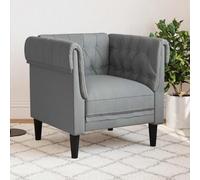 Emmtore Sillón Chesterfield de Tela Gris Claro