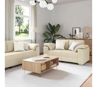 Emmtore Sofá 3 pcs Crema 219 x 80 x 82 cm Tejido Mezcla de Lino