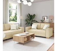 Emmtore Sofá 3 pcs Crema 220 x 80 x 84 cm Tejido Mezcla de Lino