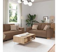 Emmtore Sofá 3 pcs Marrón 220 x 80 x 84 cm Tejido Mezcla de Lino