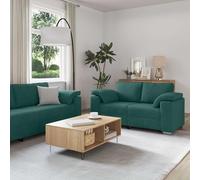 Emmtore Sofá 3 pcs Verde Oscuro 219 x 80 x 82 cm Tejido Mezcla de Lino
