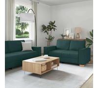 Emmtore Sofá 3 pcs Verde Oscuro 220 x 80 x 84 cm Tejido Mezcla de Lino