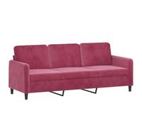 Emmtore Sofá de 3 plazas de Terciopelo Rojo Tinto 180 cm, Sofá con Reposabrazos Respaldo, Sofá Biplaza Tapizado