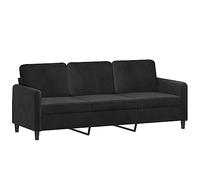 Emmtore Sofá de 3 plazas Terciopelo Negro 180 cm, Sofá con Reposabrazos Respaldo, Sofá Biplaza Tapizado