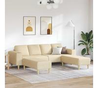 Emmtore Sofá de Sala 3 pcs Crema Poliéster