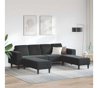 Emmtore Sofá de Sala 3 pcs Negro 250 x 188 x 76 cm