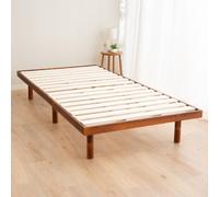 EMOOR Cama Baja con Lamas de Madera Fuji para Colchón Futón Japonés (Marrón-Retro), Altura Ajustable (6/18/30 cm) Tatami