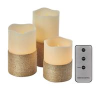 EMOS 3x Vela de Cera LED Decoracion con Hilo, 3x AAA, Controlador