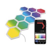 EMOS - Aplique de pared hexagonal inteligente, set de inicio de 10 elementos hexagonales - Iluminación modular WiFi con espectro de colores RGBIC, regulable - HandyApp, asistente de voz - Cable de 1,5