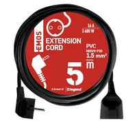 EMOS Cable alargador de 5 m, 1 Enchufe, 250 V, PVC, Interior, Color Negro
