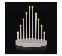 EMOS Candelabro LED con 10 Velas, Color Blanco, Funciona con Pilas, 3 x AA, Interior IP20, función de Temporizador de 6/18h, 24, 5 x 20 cm, DCAW01, 24,5 x 20 cm