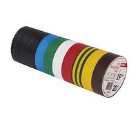 EMOS Cinta aislante de PVC, 10 unidades, 19 mm x 20 m, grosor de cinta de 0,13 mm, autoadhesiva, alta resistencia a la tensión y rango de temperatura de aplicación, resistente a los rayos UV, conexión