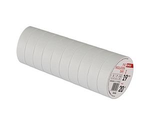 EMOS Cinta aislante de PVC blanco, paquete de 10 unidades, 19 mm x 20 m, grosor de cinta de 0,13 mm, autoadhesiva, alta resistencia a la tensión y rango de temperatura de aplicación, resistente a los